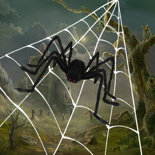 Cross-Border Halloween Spider Web Triangle Web Simulation Big Spider Plush Spider Secret Room Haunted House Decoration And Layout Props