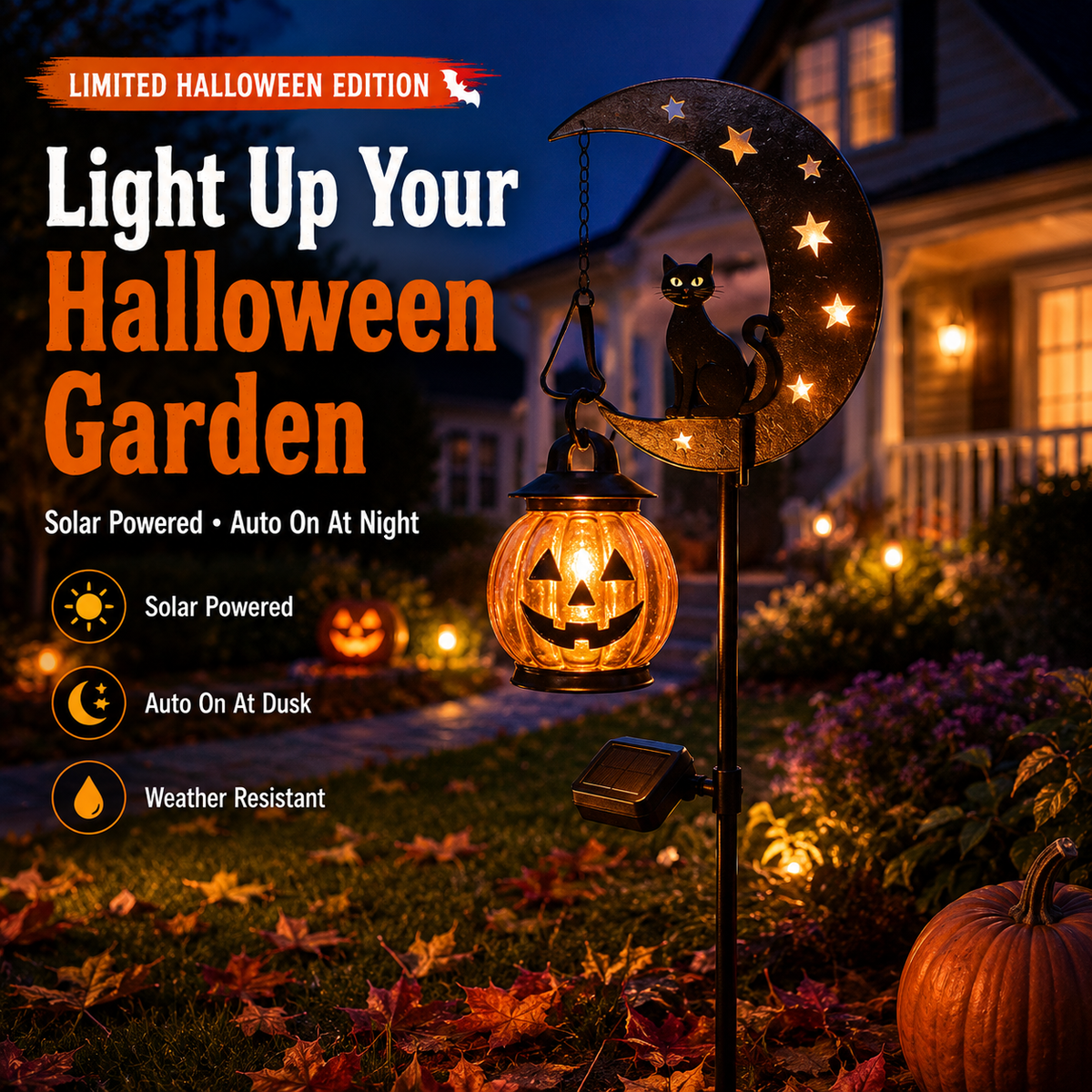 🎃 Halloween Early Bird Sale | 55% OFF Pumpkin Moon Garden Stake Light