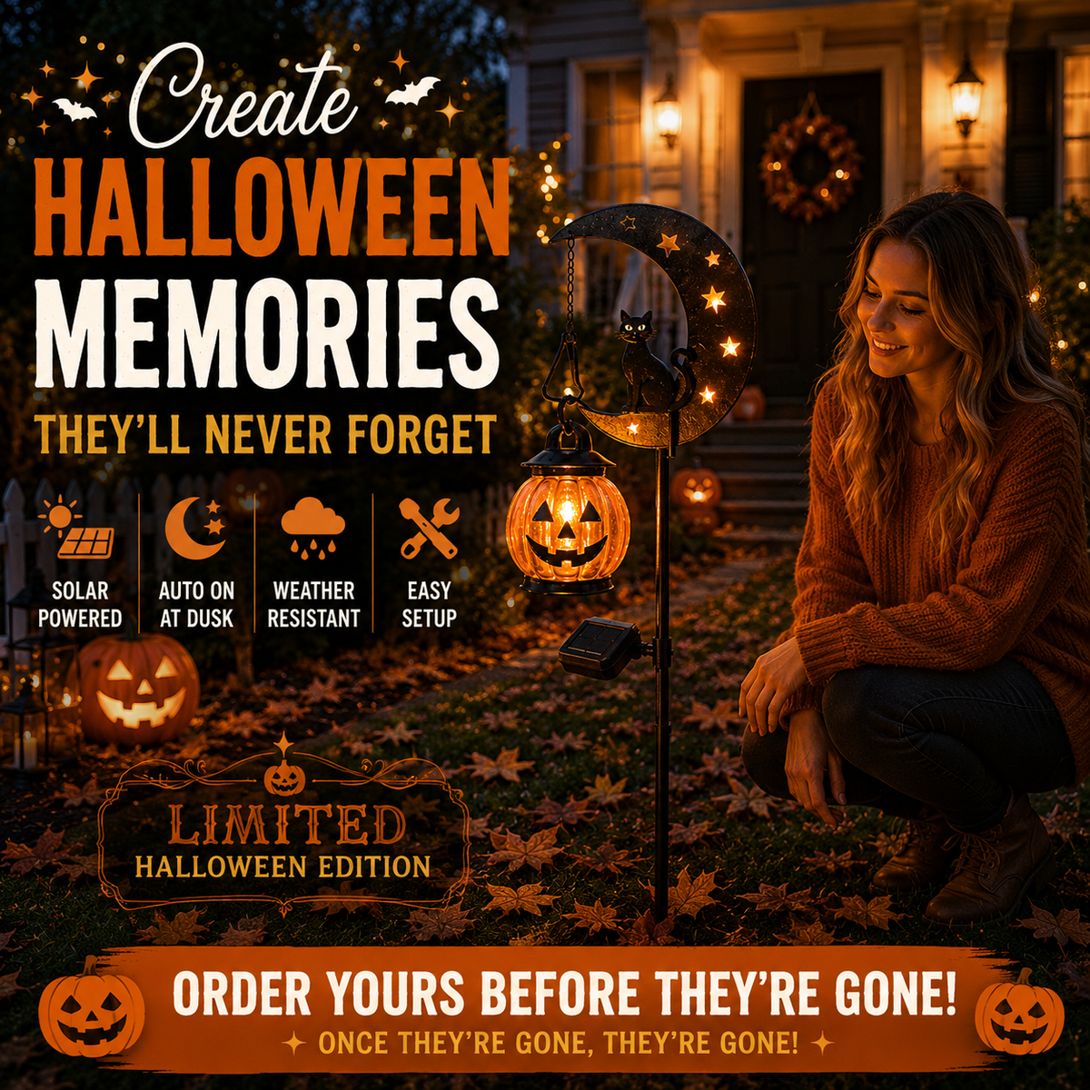 🎃 Halloween Early Bird Sale | 55% OFF Pumpkin Moon Garden Stake Light