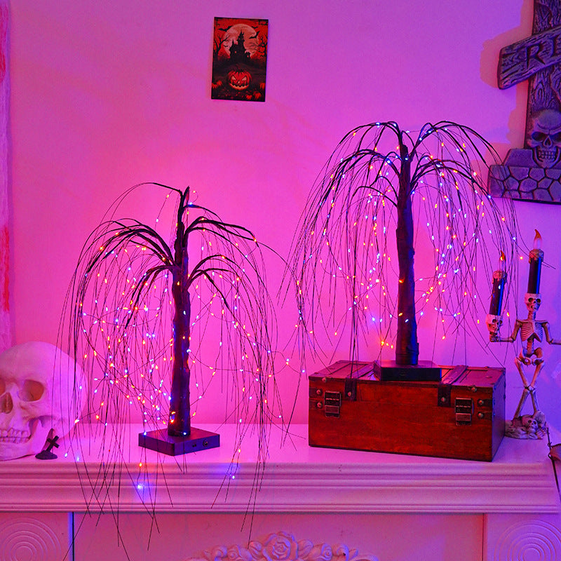 New Cross-Border Hot Selling Simulated Plant Purple Orange Led Tree Light Christmas Halloween Decoration Bedroom Night Light