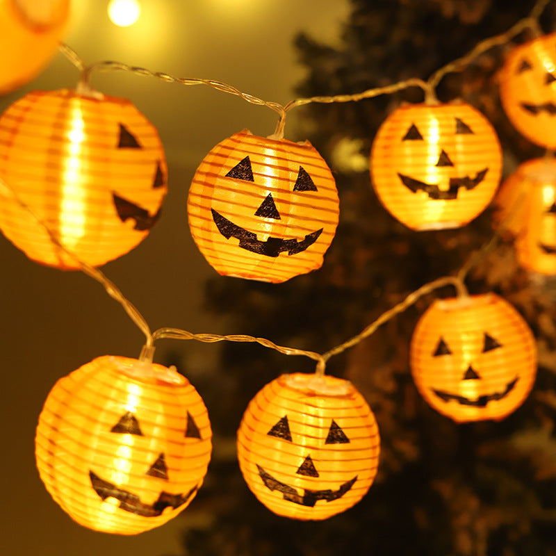Cross-Border New Halloween Light String Ghost Maple Leaf Decorative Atmosphere Light Outdoor Scene Layout Light Pumpkin Light String Light