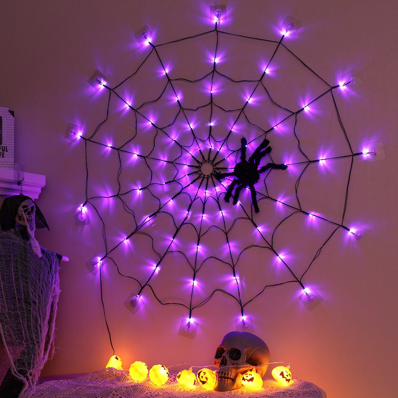 Cross-Border Halloween Decoration Led Lanterns, Spider Web Lights, Indoor Atmosphere Lights, Fishing Net Light Strings, Ghost Festival Props