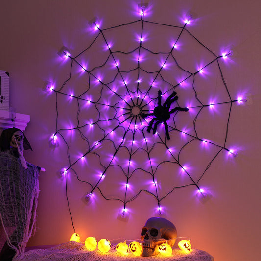 Cross-Border Halloween Decoration Led Lanterns, Spider Web Lights, Indoor Atmosphere Lights, Fishing Net Light Strings, Ghost Festival Props