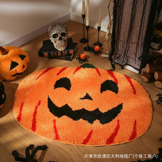 Cross-Border Halloween Pumpkin Imitation Cashmere Doormat Thanksgiving Harvest Festival Bedside Blanket Amazon Temu Dropshipping Floor Mat