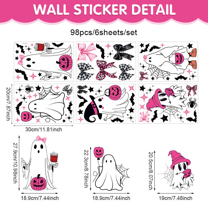 Cross-Border New Product Halloween White Ghost Glass Window Decoration Window Stickers Electrostatic Stickers Bat Pumpkin Window Stickers