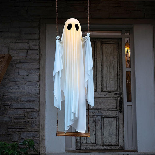 Cross-Border Halloween New Product Large Hanging Swing Ghost Cute Luminous Ghost Reported Lost Front Porch Courtyard Hanging Decoration