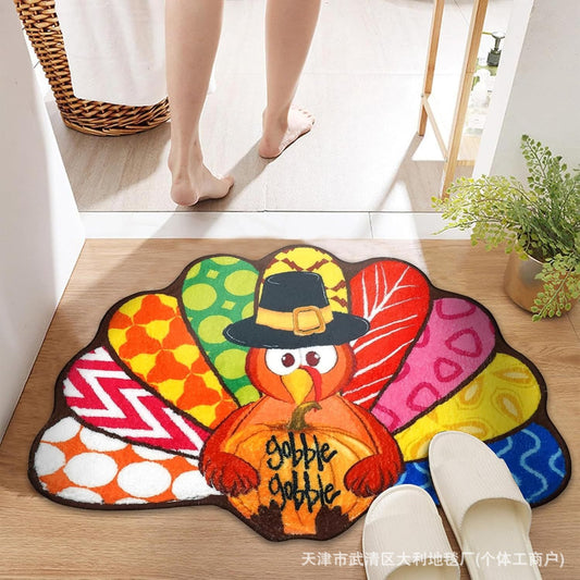 Cross-Border Halloween Pumpkin Imitation Cashmere Doormat Thanksgiving Harvest Festival Bedside Blanket Amazon Temu Dropshipping Floor Mat