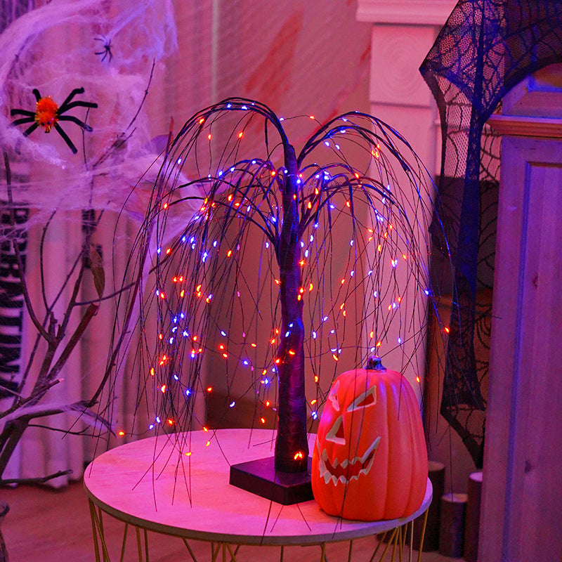 New Cross-Border Hot Selling Simulated Plant Purple Orange Led Tree Light Christmas Halloween Decoration Bedroom Night Light