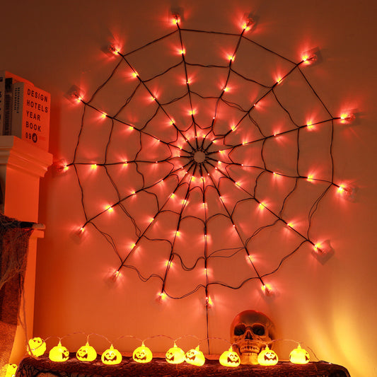 Cross-Border Halloween Decoration Led Lanterns, Spider Web Lights, Indoor Atmosphere Lights, Fishing Net Light Strings, Ghost Festival Props