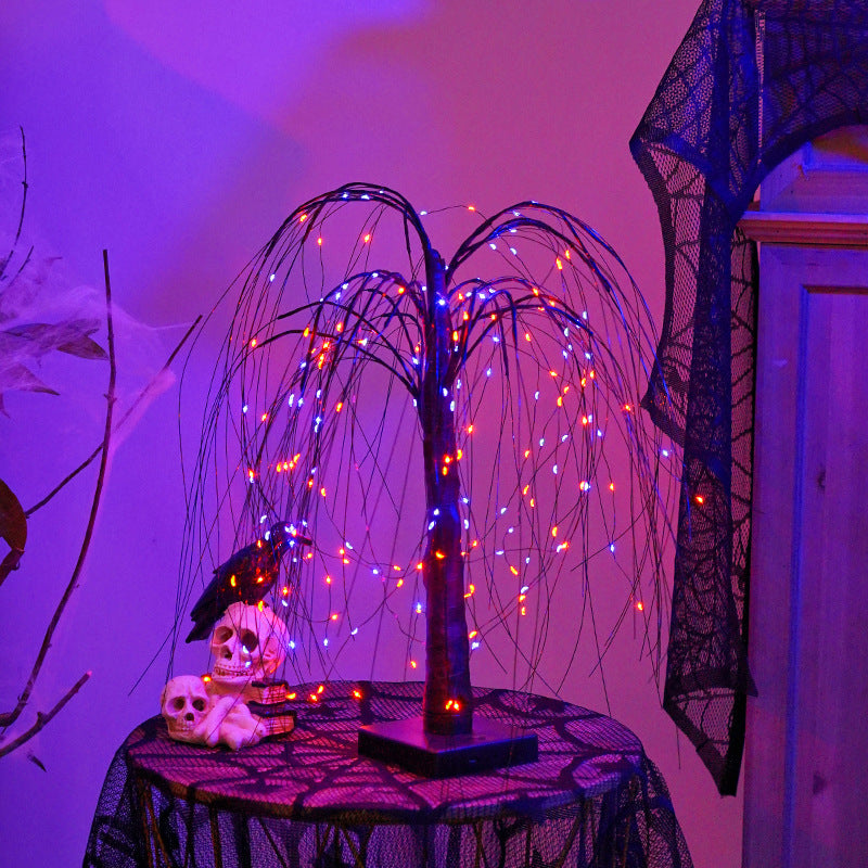 New Cross-Border Hot Selling Simulated Plant Purple Orange Led Tree Light Christmas Halloween Decoration Bedroom Night Light