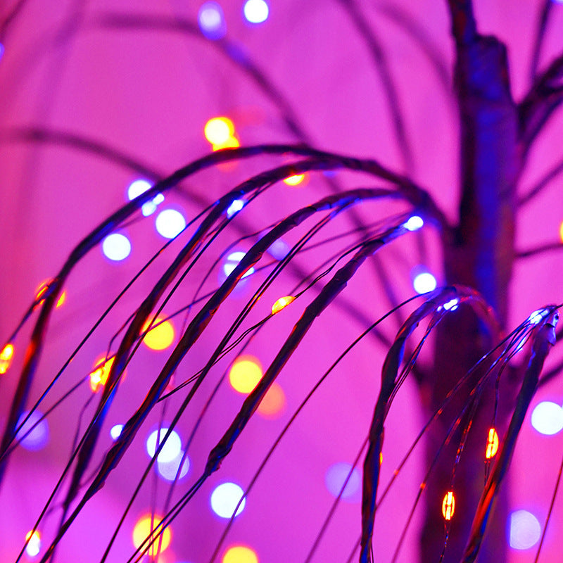 New Cross-Border Hot Selling Simulated Plant Purple Orange Led Tree Light Christmas Halloween Decoration Bedroom Night Light