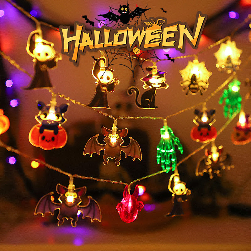 Cross-Border New Halloween Light String Ghost Maple Leaf Decorative Atmosphere Light Outdoor Scene Layout Light Pumpkin Light String Light