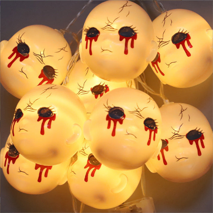 Cross-Border New Halloween Light String Ghost Maple Leaf Decorative Atmosphere Light Outdoor Scene Layout Light Pumpkin Light String Light