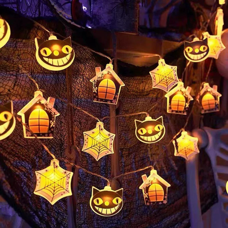 Cross-Border New Halloween Light String Ghost Maple Leaf Decorative Atmosphere Light Outdoor Scene Layout Light Pumpkin Light String Light