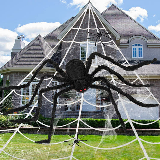 Cross-Border Halloween Spider Web Triangle Web Simulation Big Spider Plush Spider Secret Room Haunted House Decoration And Layout Props
