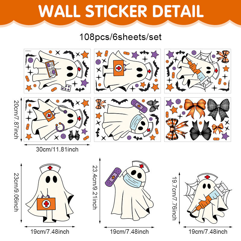 Cross-Border New Product Halloween White Ghost Glass Window Decoration Window Stickers Electrostatic Stickers Bat Pumpkin Window Stickers