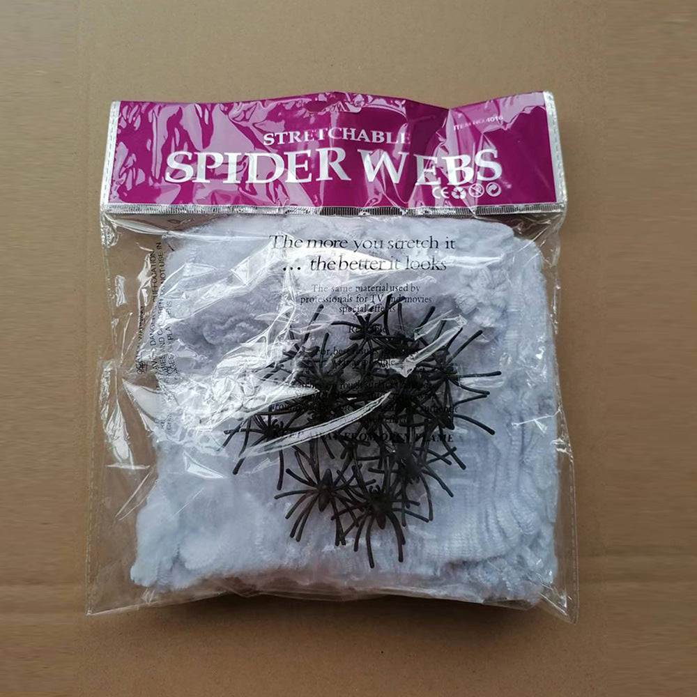Cross-Border Halloween Spider Web Triangle Web Simulation Big Spider Plush Spider Secret Room Haunted House Decoration And Layout Props