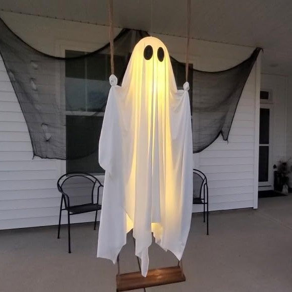 Cross-Border Halloween New Product Large Hanging Swing Ghost Cute Luminous Ghost Reported Lost Front Porch Courtyard Hanging Decoration