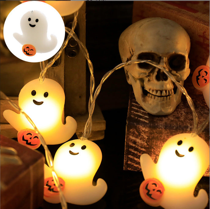 Cross-Border New Halloween Light String Ghost Maple Leaf Decorative Atmosphere Light Outdoor Scene Layout Light Pumpkin Light String Light