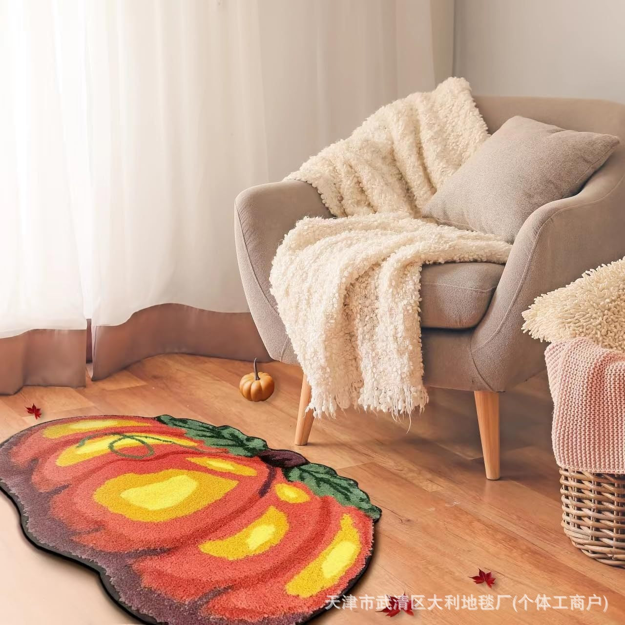 Cross-Border Halloween Pumpkin Imitation Cashmere Doormat Thanksgiving Harvest Festival Bedside Blanket Amazon Temu Dropshipping Floor Mat